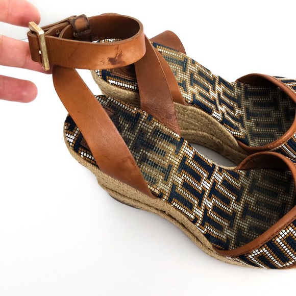 TORY BURCH Florian Brown Espadrille Wedge Sandals - Picture 8 of 8